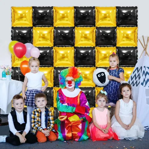 Miniatura 5 de 36 piezas XL negro y dorado de doble cara cuadrada para globos, kit de arco de túnel, globos cuadrados de Mylar para baby shower, graduación