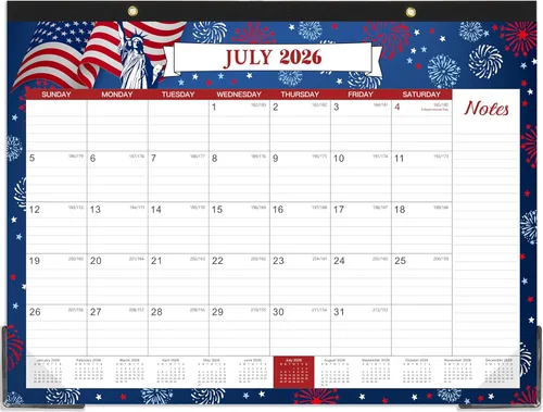 Calendario de escritorio 2026, calendario de escritorio grande 2026, 22 x 17 pulgadas, enero de 2026 a diciembre de 2026, planificación de 12 meses,