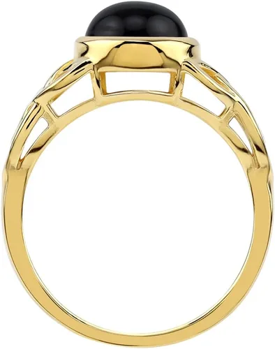 Miniatura 10 de Silvershake Anillo solitario de plata de ley 925 chapada en oro amarillo de 0.315 in con piedras preciosas de forma redonda con nudo celta triquetra