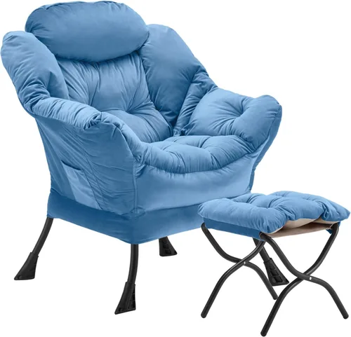 Miniatura 20 de Youtanic - Silla de Tela de Terciopelo Grueso y Acolchado, Cómoda Silla de Estar Contemporánea con Marco Estable, Sillón de Sofá de Ocio