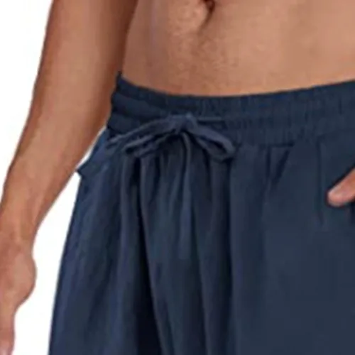 Miniatura 2 de JEShifangjiusu Men's Cotton Linen Harem Pants Pockets Drawstring Stretch Bottom Bloomer Trousers Loose Beach Yoga Pants