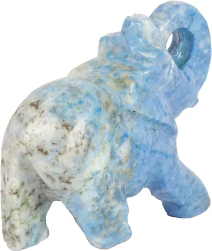 Miniatura 3 de GEMHUB Estatua de elefante con piedras preciosas de lapislázuli – aproximadamente 220.00 qt. Estatua decorativa tallada a mano