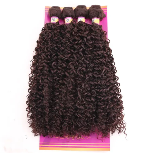 Miniatura 25 de Extensiones de cabello rizado afro rizado, sintético, tejido rápido, extensiones de cabello de fibra de alta temperatura para mujeres, color negro