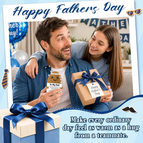 Miniatura 2 de Divertidos regalos para el día del padre de parte de hija, hijo, esposa, ganchillo positivo hecho a mano, regalo de cumpleaños para papá, lindo