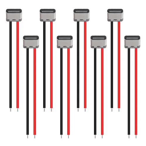 8pcs Bare Board Type-C Female Chassis Waterproof 2P Solder Wire Type USB C Pigtail Cable Extension Power Cable USB-C Plug to 2 Pin Bare Wire Open