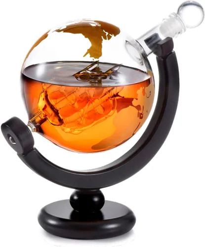 Miniatura 9 de Juego de regalo de globo de whisky, bandeja de base rica, dispensador de whisky dorado, tapón hermético para vino, bourbon, brandy, jugo, agua
