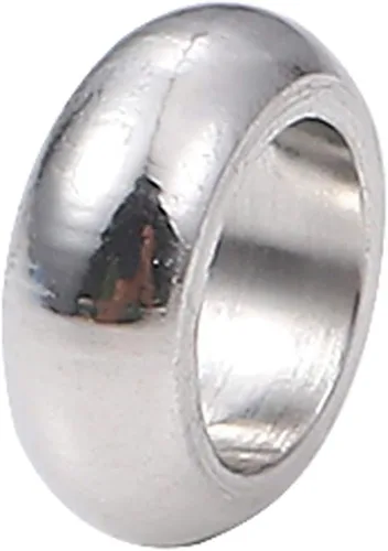 BEADIA Cuentas espaciadoras de acero inoxidable de 0.197 x 0.079 in Rondelle sueltas para hacer joyas de bricolaje, 100 unidades con agujero de