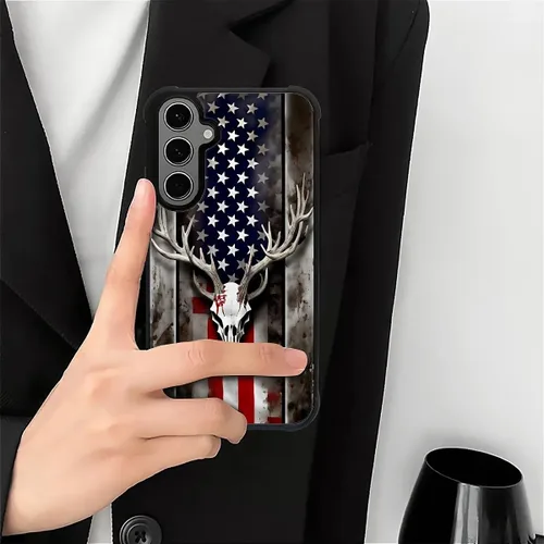 Miniatura 7 de CARLOCA Funda para Samsung Galaxy S21, Camuflaje Bandera Americana Calavera de Ciervo S21 para Hombre Mujer Chico Chica, Antiarañazos TPU Suave a