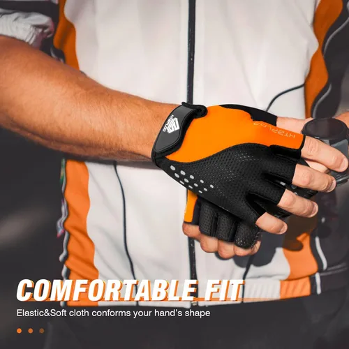 Miniatura 6 de HTZPLOO Guantes de ciclismo para hombres y mujeres con almohadilla antideslizante que absorbe los golpes, peso ligero, ajuste agradable, guantes