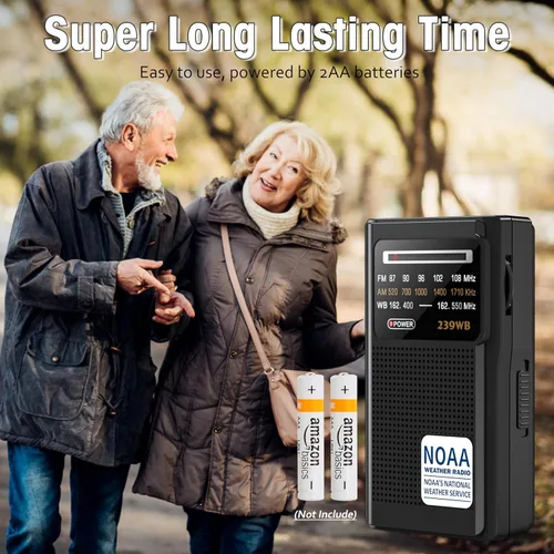 Miniatura 6 de Greadio NOAA Radio Meteorológica, Conector de Auriculares Estéreo, Radio Transistor Portátil AM/FM Operada por Batería con la Mejor Recepción
