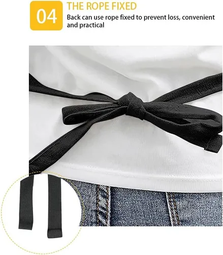 Miniatura 6 de GIFTPUZZ Delantal de chef para mujer con lazo largo y bolsillo frontal con correas