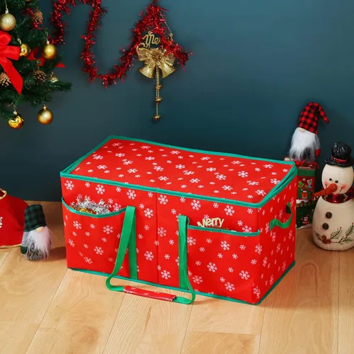 Miniatura 4 de Caja de almacenamiento de adornos de Navidad con capacidad para 64-3 pulgadas + 27-4 pulgadas con cierre de cremallera [1 unidad], bolas de Navidad