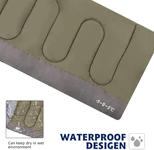 Miniatura 6 de Saco de dormir para adultos y niños, impermeable y ligero, saco de dormir con capucha de 3 estaciones para acampar, senderismo, viajes al aire libre