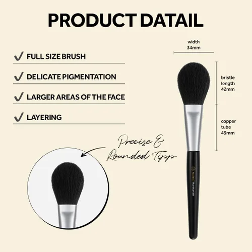Miniatura 3 de STUDIO17 Brocha para rubor para maquillaje Brocha de maquillaje profesional con cerdas sintéticas de primera calidad Brochas de maquillaje
