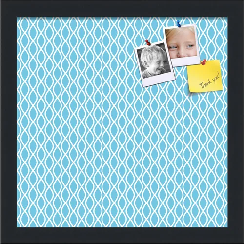 Miniatura 179 de PinPix Tablero de anuncios de corcho de 13 x 13 pulgadas. Este tablero decorativo enmarcado viene con diseño de ondas en blanco y negro y un marco