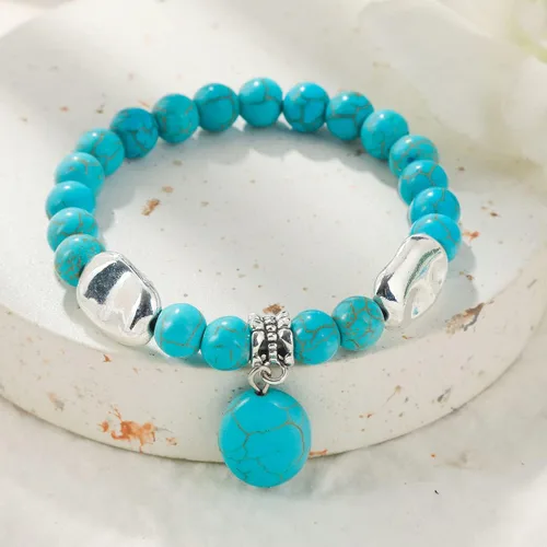 Miniatura 3 de LETAJOY Turquoise Bracelet for Women,Healing Crystal Stone Stretch Round Bead Bracelets for Women Men Jewelry