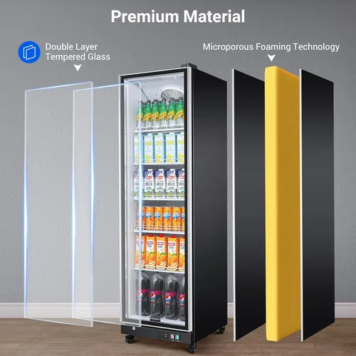 Miniatura 6 de Refrigerador comercial BODEGACOOLER para bebidas con puerta de vidrio, refrigerador comercial para bebidas de 12.5 pies cúbicos, refrigerador
