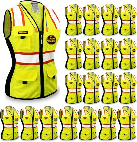 Miniatura 9 de KwikSafety - Charlotte, NC - Chaleco de seguridad para mujer, tiras reflectantes de alta visibilidad, cumple con ANSI y OSHA Naranja