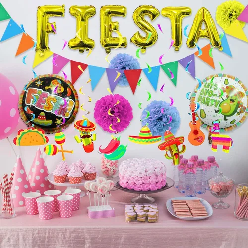 Miniatura 7 de 32 decoraciones de remolinos colgantes para fiesta mexicana, cumpleaños de dos días de taco, suministros de fiesta de Cinco de Mayo, decoraciones