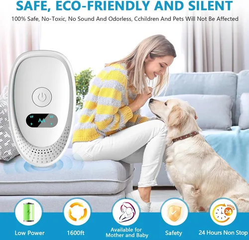 Miniatura 3 de Repelente ultrasónico de plagas, paquete de 6 – Repelente electrónico de plagas con 3 modos – Repelente ultrasónico de roedores e insectos