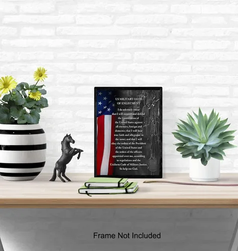 Miniatura 5 de Yellowbird Art & Design - Arte de pared patriótico con bandera estadounidense y juramento de reclutamiento, póster impreso, regalo decorativo
