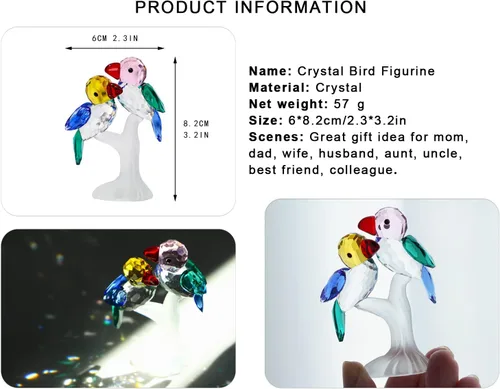 Miniatura 6 de H&D Hyaline & Dora - Figuras de pájaros de cristal, coleccionables de arte en vidrio, figura de animal, ornamento artesanal, decoración de mesa