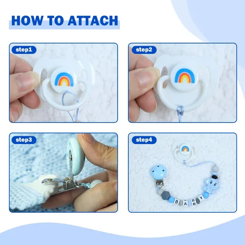 Miniatura 5 de SCOM Juego de Accesorios para Muñeca Bebé Reborn - Chupetes Magnéticos Arcoíris y Biberones para Muñeca Bebé Removibles Reutilizables con Clips