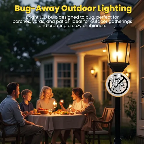 Miniatura 4 de Bombillas de luz amarilla anti-insectos A19 LED, base E26, 9W (equivalente a 60W), 2000K ámbar, uso en porche exterior, paquete de 2