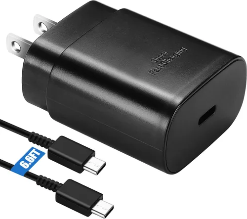 Miniatura 24 de Cable de carga súper rápida de 25W Tipo C con bloque y cable cargador USB C de 10 pies para teléfono Android Samsung Galaxy S25/S24 Púrpura