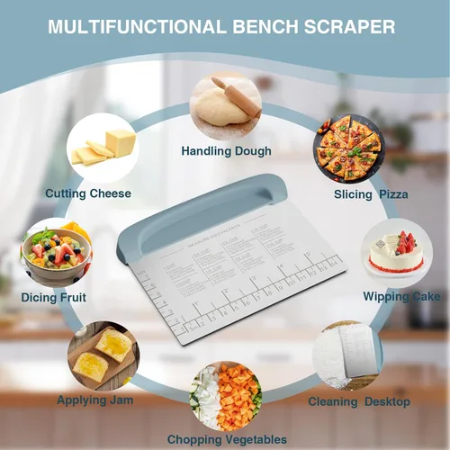 Miniatura 4 de Herramienta Raspador de Banco Cortador de Masa - Raspador de Tazón para Repostería para Pan, Pastel, Pizza, Cuchillo de Banco, Raspador de Masa