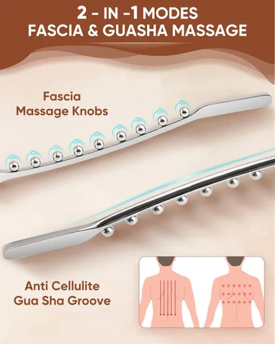 Miniatura 2 de ONUEMP Barra Gua Sha de acero inoxidable, masajeador de drenaje linfático, removedor de celulitis, herramienta raspadora muscular de punto