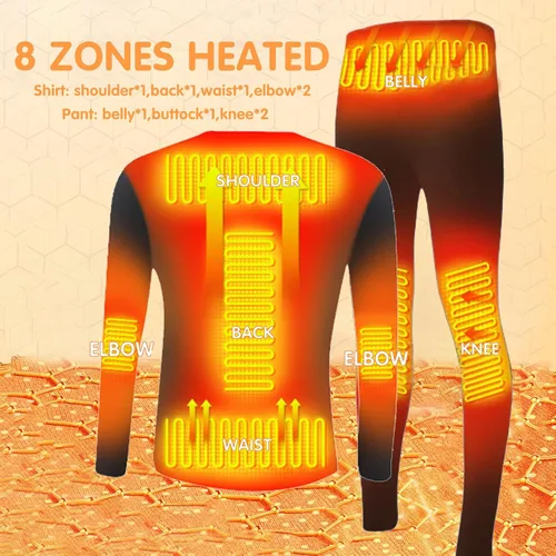 Miniatura 3 de FAOCEXI Conjunto de ropa interior térmica de calefacción, control de aplicación unisex USB batería eléctrica térmica ropa interior camisa y pantalón