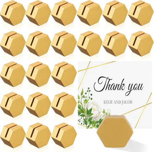 Miniatura 9 de Ripeng 24 soportes dorados para números de mesa, soporte de madera para tarjetas de lugar, mini soporte de mesa para boda, Navidad, vacaciones