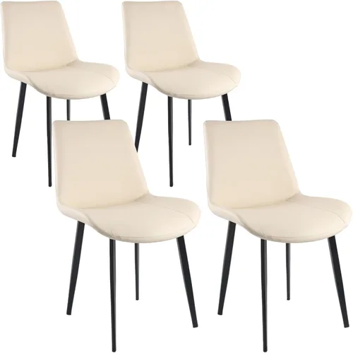 Sillas de Comedor, Sillas de Comedor Modernas de Cuero PU, Sillas de Comedor con Patas de Metal Resistentes, Sillas de Cocina con Asiento Tapizado