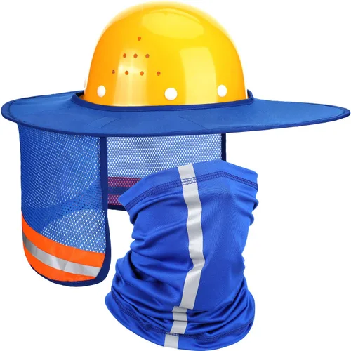 SATINIOR 2 parasoles para sombrero duro, visera de malla de ala completa de alta visibilidad, protección para el cuello, tira reflectante, bandana