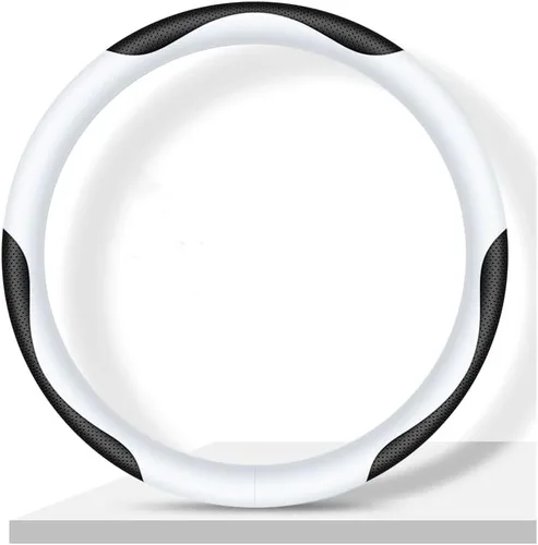 Miniatura 5 de Carodi Funda de cuero para volante de automóvil, elegante, moderna, cómoda, antideslizante, transpirable, universal de 15 pulgadas, color blanco