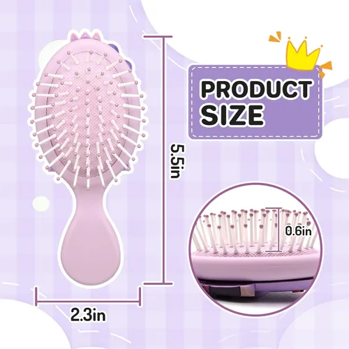 Miniatura 2 de Cepillo desenredante para niños pequeños, mini cepillo de masaje para niños con cojín de aire, para cabello fino de niños y niñas, color morado 4.