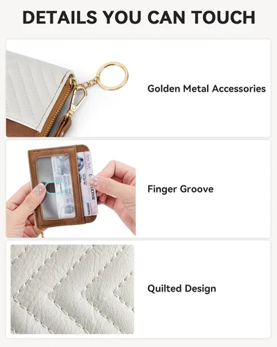 Miniatura 3 de BOSTANTEN Cartera de piel con bloqueo RFID para tarjetas de crédito, cartera pequeña para mujer, con cremallera, llavero y cartera con correa