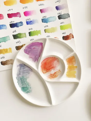 Miniatura 3 de Paleta de pintura para artistas de cerámica, bandeja, paleta, bandeja de mezcla de porcelana fácil de limpiar para pintura de gouache de acuarela, 6