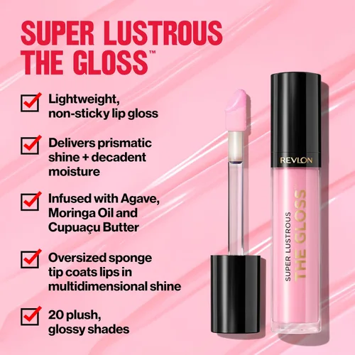 Miniatura 3 de Brillo de labios Revlon súper brillante, 0.13 onzas líquidas. 207 Cielo rosa