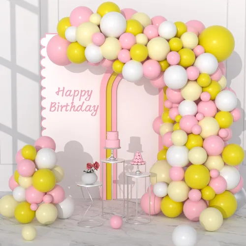Miniatura 10 de Kit de arco de guirnalda de globos rosa y naranja, 137 globos rosa rojo claro, naranja y amarillo para cumpleaños, boda, baby shower, aniversario
