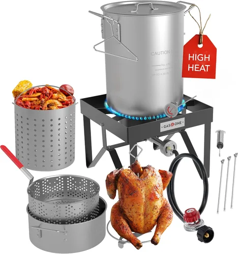 Miniatura 8 de GasOne Juego de Freidora de Pavo y Mariscos de 13 Piezas - Set de Quemador de Propano de 30QT y 10QT para Cangrejos, Cangrejos, Camarones, Langosta