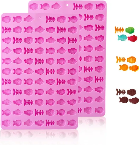 Miniatura 10 de 2 piezas de moldes de silicona de animales, 104 cavidades con forma de rana, lagarto, caracoles, moldes de silicona mini para hornear galletas