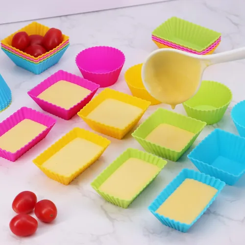 Miniatura 2 de Paquete de 24 moldes de silicona para magdalenas, moldes reutilizables para cupcakes para hornear, divisores Bento de 3 formas para lonchera