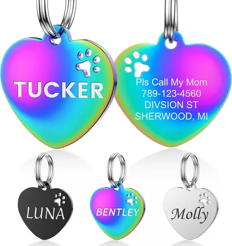 Miniatura 20 de YEHANTI Etiquetas de perro personalizadas grabadas para mascotas, placa de acero inoxidable personalizada para perros y gatos con varios iconos Hueso