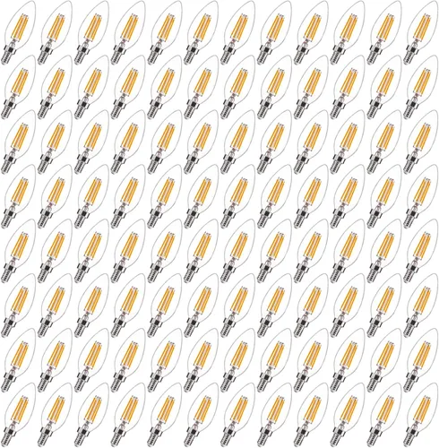 Miniatura 27 de FLSNT Amber LED Candelabra Light Bulbs 40W Equivalent, B11 E12 LED Chandelier Bulbs, 2200K Warm White, Dimmable, 330LM, 96 Pack UL,CA65 Listed.