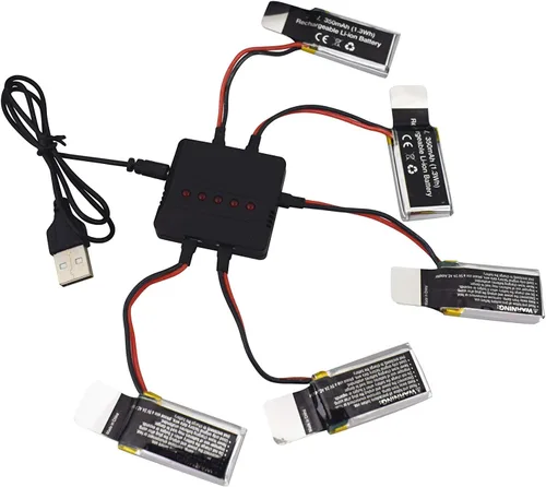 Miniatura 5 de Accesorios 5 unids 3.7 V 350 mAh batería de litio con 5 en 1 cargador para UDIRC D33 U12S U12 Control remoto helicóptero piezas de repuesto