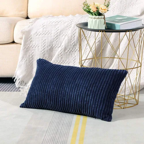 Miniatura 4 de Artscope Fundas de Almohada de Pana a Rayas Acogedoras Súper Suaves Decorativas Oblongas Fundas de Almohada Decorativa Fundas de Cojín para Sofá