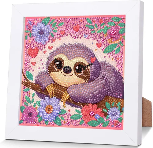 Miniatura 21 de xackcme Kits de pintura de diamantes de gato para niños con marco, arte de diamantes de animales para niños de 4 a 8 a 12 años, kit de pintura