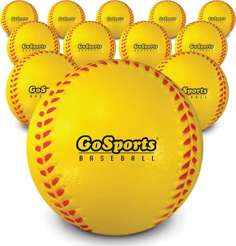GoSports Paquete de 12 pelotas de béisbol de espuma de tamaño reglamentario para lanzar, atrapar y practicar bateo suave y seguro